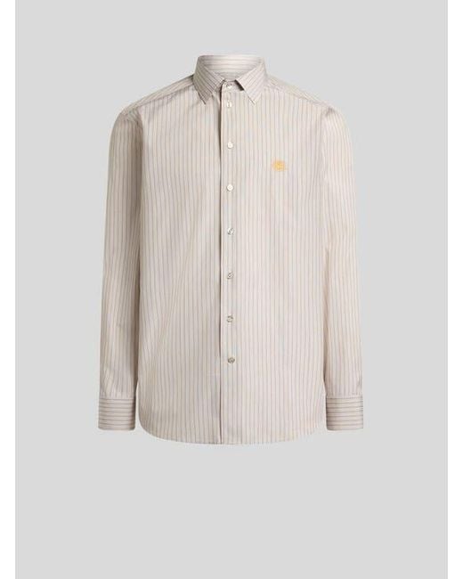 Etro White Striped Cotton Shirt for men