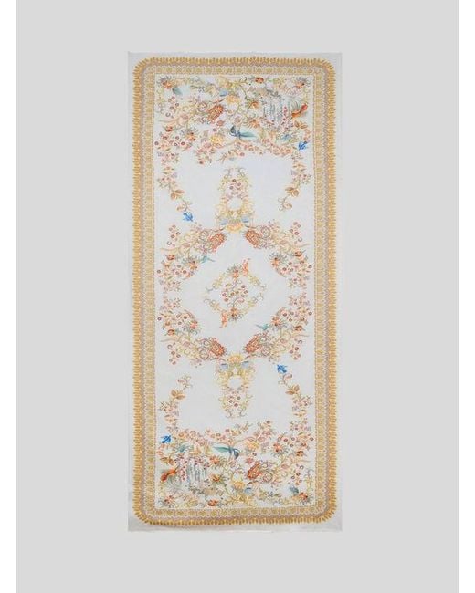 Etro White Cotton-Blend Jacquard Scarf With Floral Motif for men