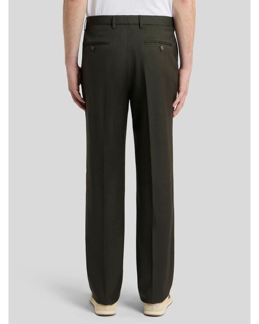Etro Black Cool Wool Trousers With Crease Detail for men