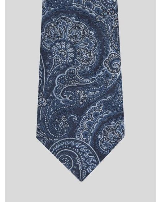 Etro Blue Patchwork-Effect Silk Jacquard Tie for men