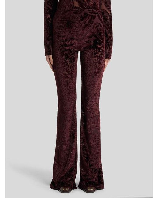 Etro Purple Jacquard Chenille Trousers With Lace Effect