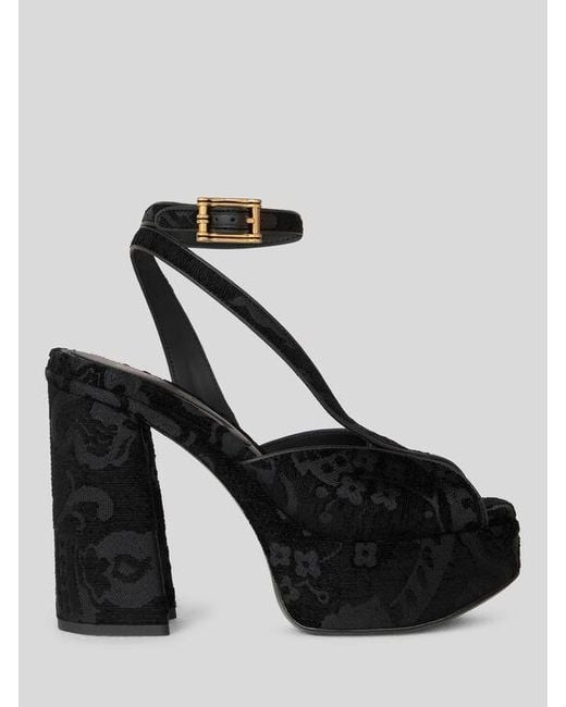 Etro Black Jacquard Platform Sandals With Paisley Motif