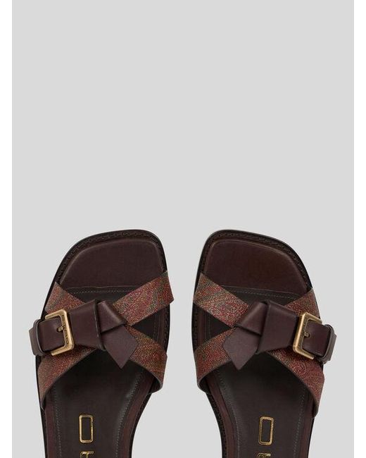 Etro Brown Paisley Slides
