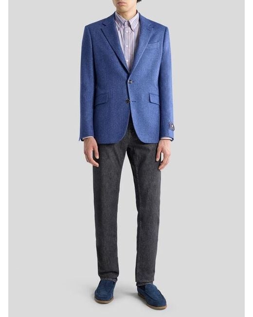 Etro Purple Striped Cotton Button-Down Shirt With Pegaso for men