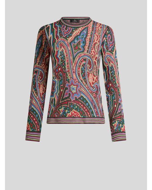 Etro Multicoloured Paisley Jacquard Sweater, , Light