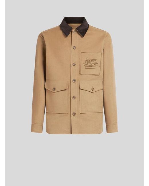 Etro Natural Cotton Jacket With Pegaso for men