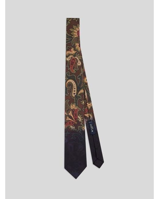 Etro White Silk Tie With Floral Paisley Motif for men