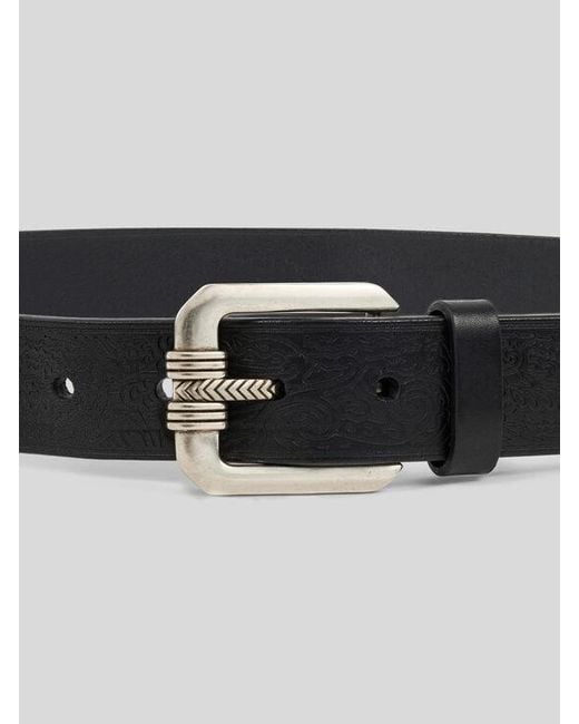 Etro Black Leather Belt With Engraved Motif for men