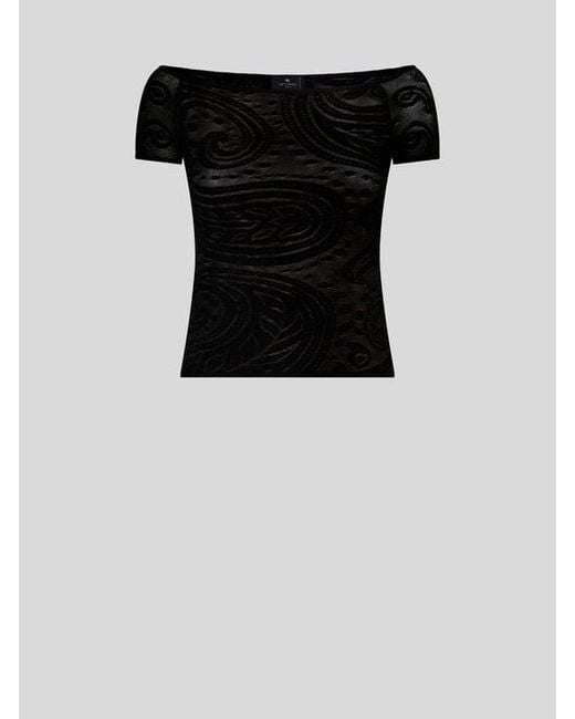 Etro Black Paisley Jacquard Sweater