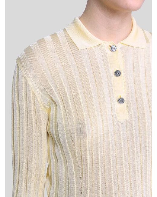 Polo Côtelé Avec Boutons Pegaso, Femme, Taille Etro en coloris White