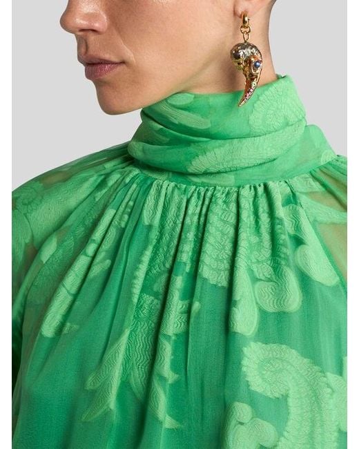 Etro Metallic Earrings With Paisley Parrot And Crystals