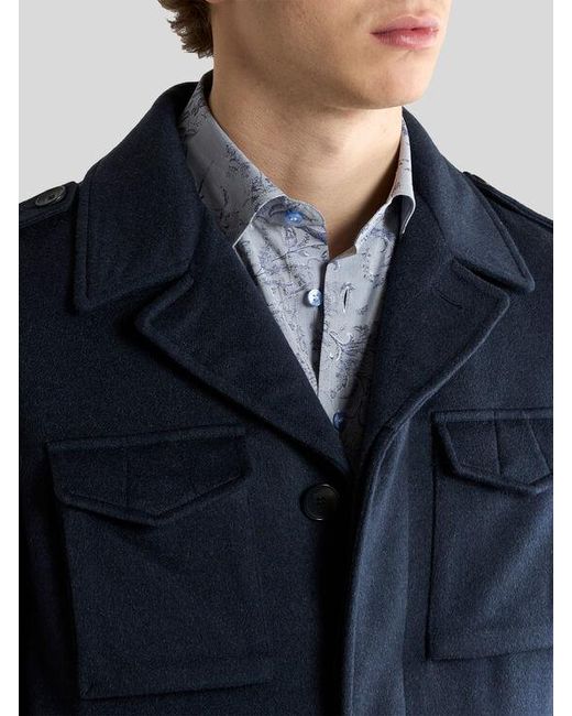 Etro Blue Cashmere Shirt Jacket for men