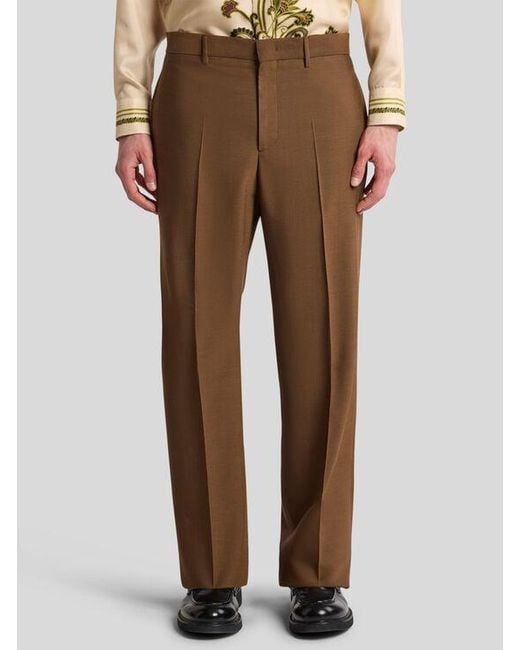 Etro Brown Wool Trousers for men