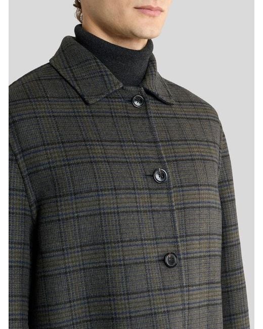 Etro Blue Reversible Wool-Blend Coat for men