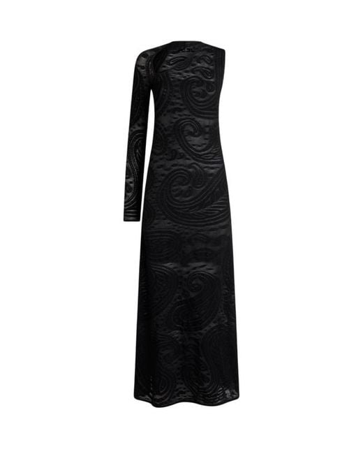 Etro Black Jacquard Long Dress With Paisley Motif