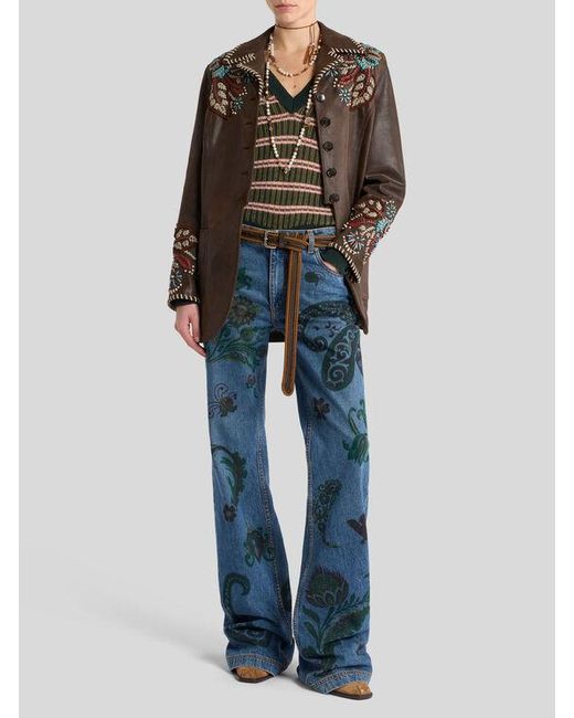 Etro Green Pullover Aus Einer Wollmischung Mit Jacquard-Muster, Damen, Größe