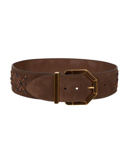 Etro Brown Suede Belt With Threading