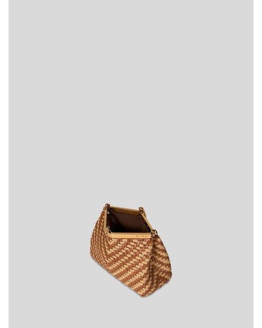 Etro Natural Small Woven Leather And Raffia Vela Bag