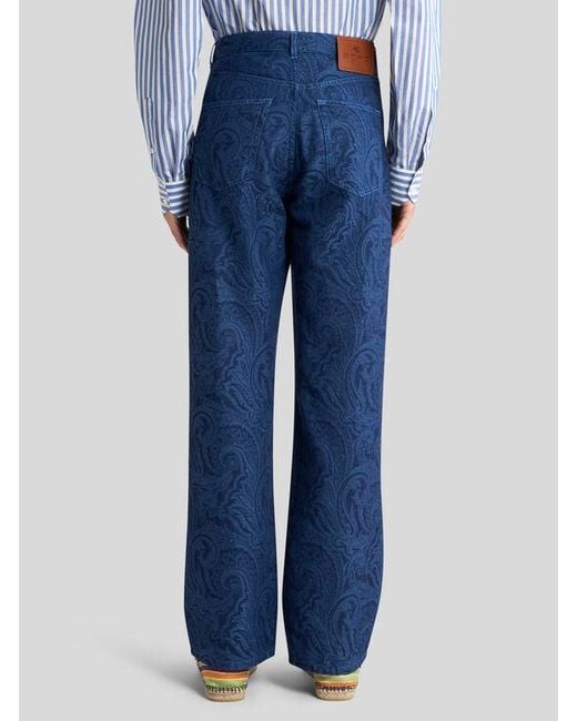 Jean Droit À Motif Paisley Fleuri, Homme, Taille Etro pour homme en coloris Blue