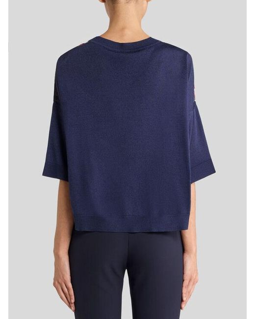 T-Shirt Avec Empiècement Paisley Fleuri, Femme, Taille Etro en coloris Red