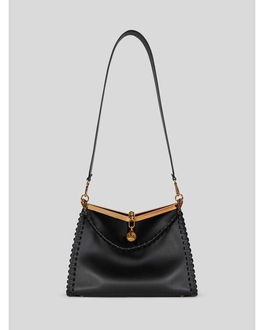 Etro Black Large Vela Bag With Thread Work