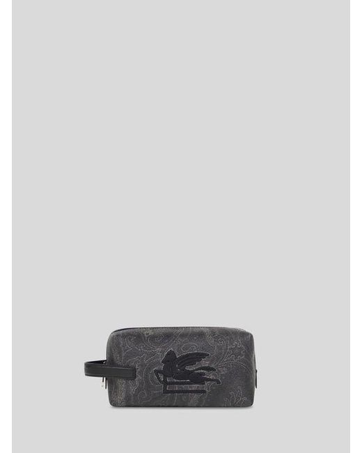 Etro White Essential Small Jacquard Pouch for men