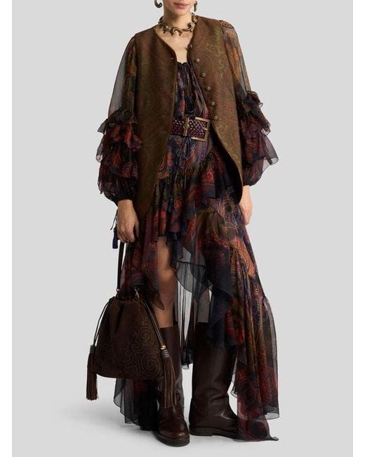 Etro Brown Wool-Blend Jacquard Waistcoat With Paisley Motif