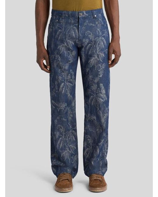 Etro Blue Straight-Leg Jeans for men