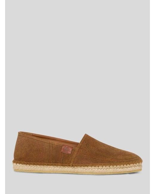 Etro Brown Suede Espadrilles With Arnica Motif for men