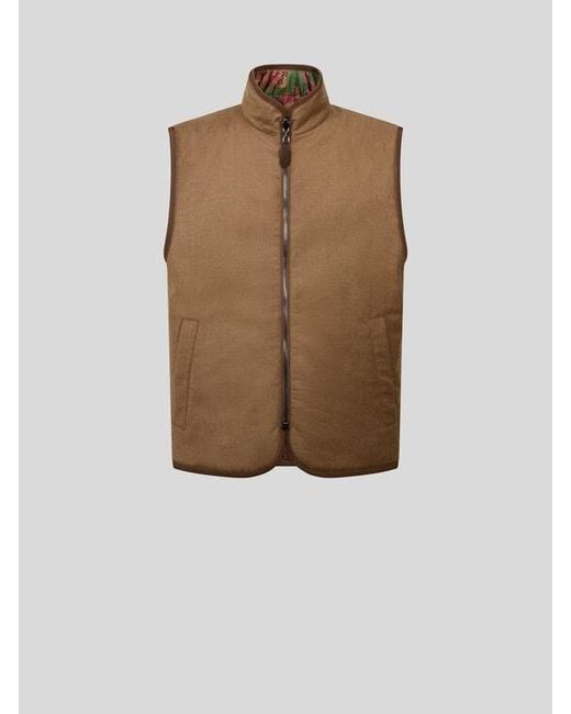 Etro Brown Reversible Silk And Wool Waistcoat for men