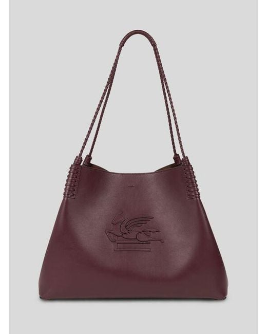 Etro Purple Shoppingtasche Libra Mittelgross Aus Leder, Damen