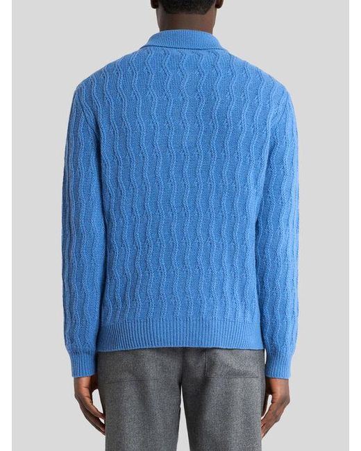 Etro Blue Polo-Style Sweater for men