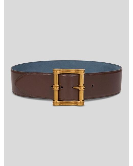 Etro Brown Reversible Leather Maxi Belt