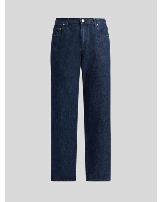 Etro Blue Jeans With Octopus Embroidery And Logo for men