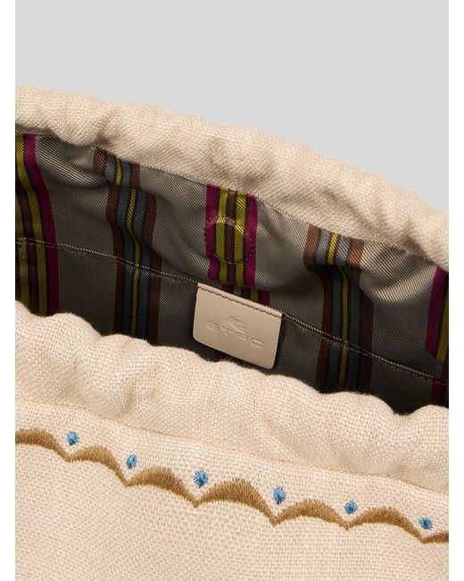Etro Natural Large Linen-Blend Kalispera Bag With Embroidery