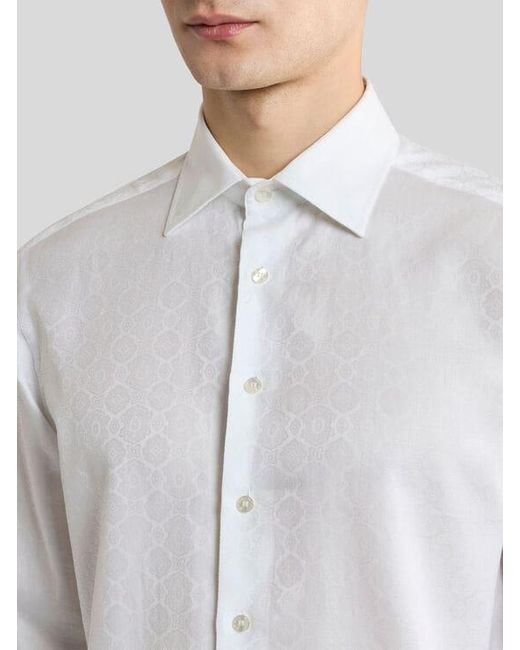 Etro White Cotton Jacquard Shirt With Medallion Motif for men
