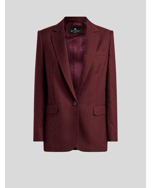 Etro Purple Cool Wool Jacquard Jacket