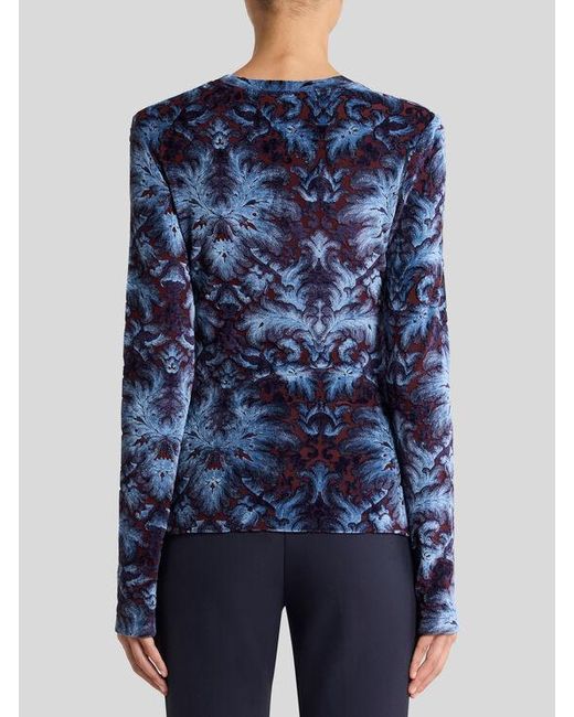 Etro Blue Chenille Jacquard Top