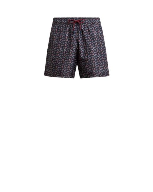 Etro Blue Swim Shorts With Micro Paisley Motif for men