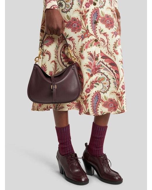 Etro Purple Medium Leather Pony Bag