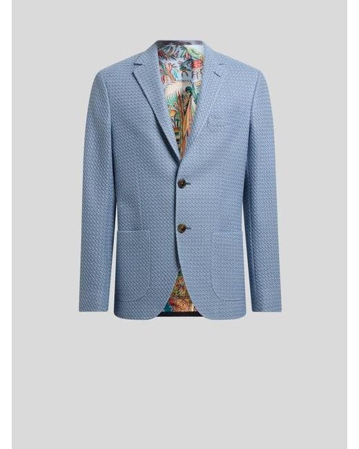 Etro Blue Cotton Jersey Blazer for men