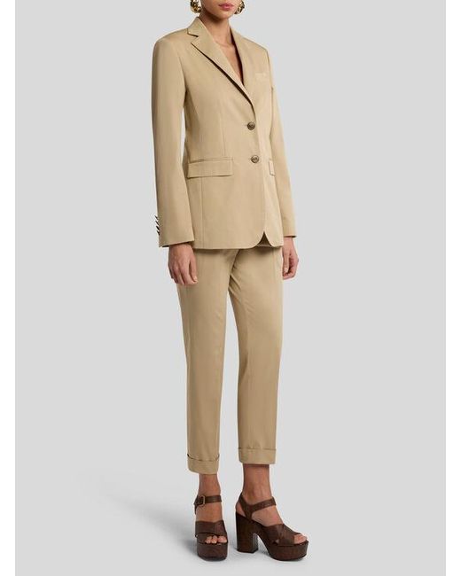 Etro Natural Stretch Cotton Jacket With Pegaso Buttons
