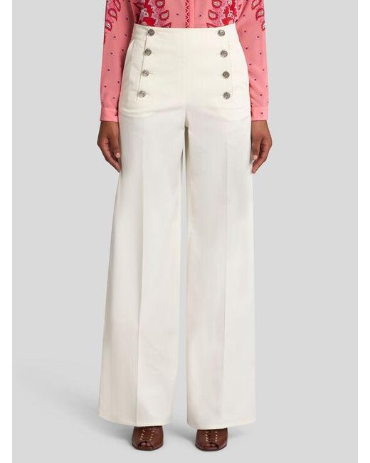 Pantalon Avec Boutons Pegaso, Femme, Taille Etro en coloris White