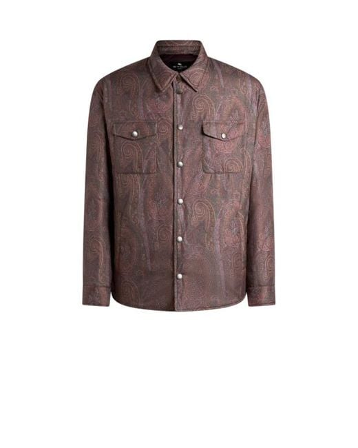 Etro Brown Paisley Overshirt for men