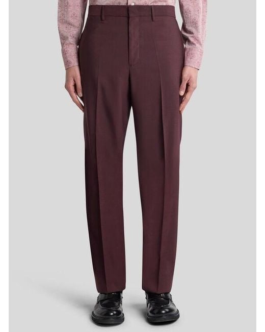 Etro Purple Straight-Leg Wool Trousers for men