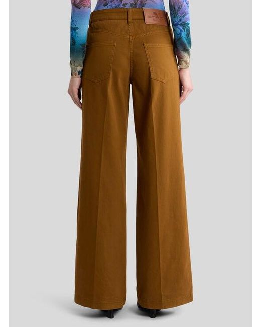 Etro Natural Wide-Leg Stretch Cotton Denim Jeans