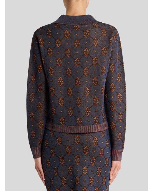 Etro Black Cardigan With Tie-Style Motif