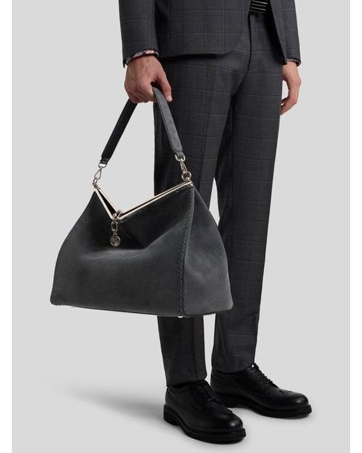 Etro Blue Large Nubuck Leather Vela Bag for men