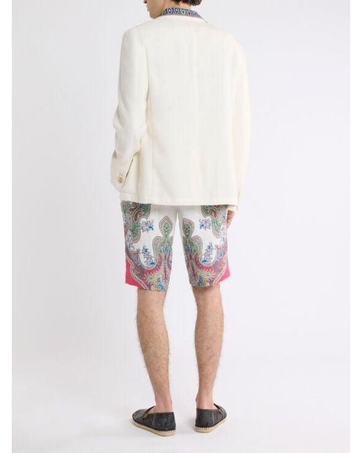 Etro White Single-Breasted Cotton-Blend Jacket for men