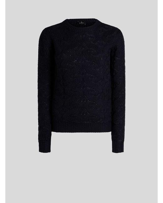 Etro Black Wool-Blend Sweater With Paisley Detailing